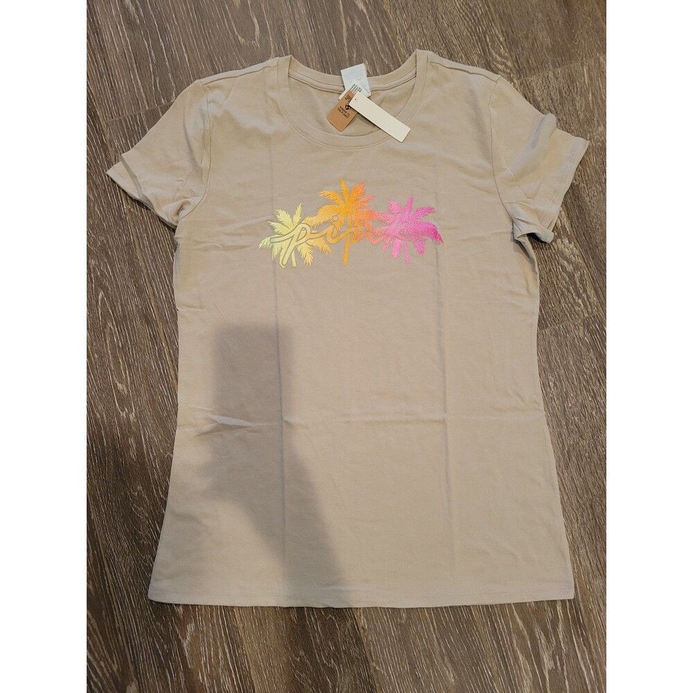 Vs pink palm tree shine tee shirt xl beige